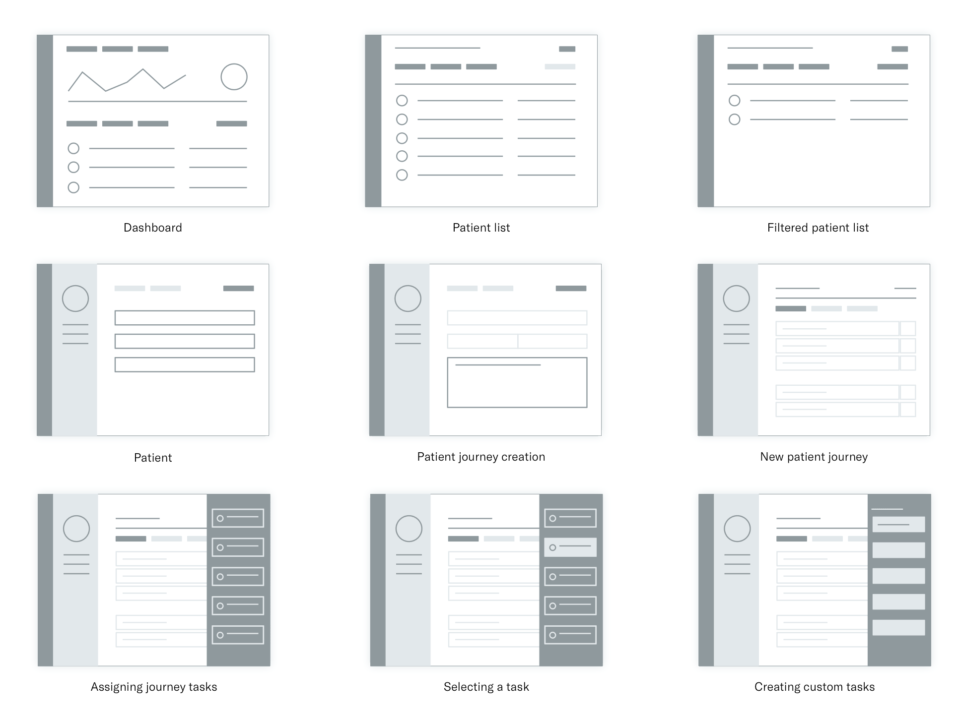 wireframes of Docent journey creation