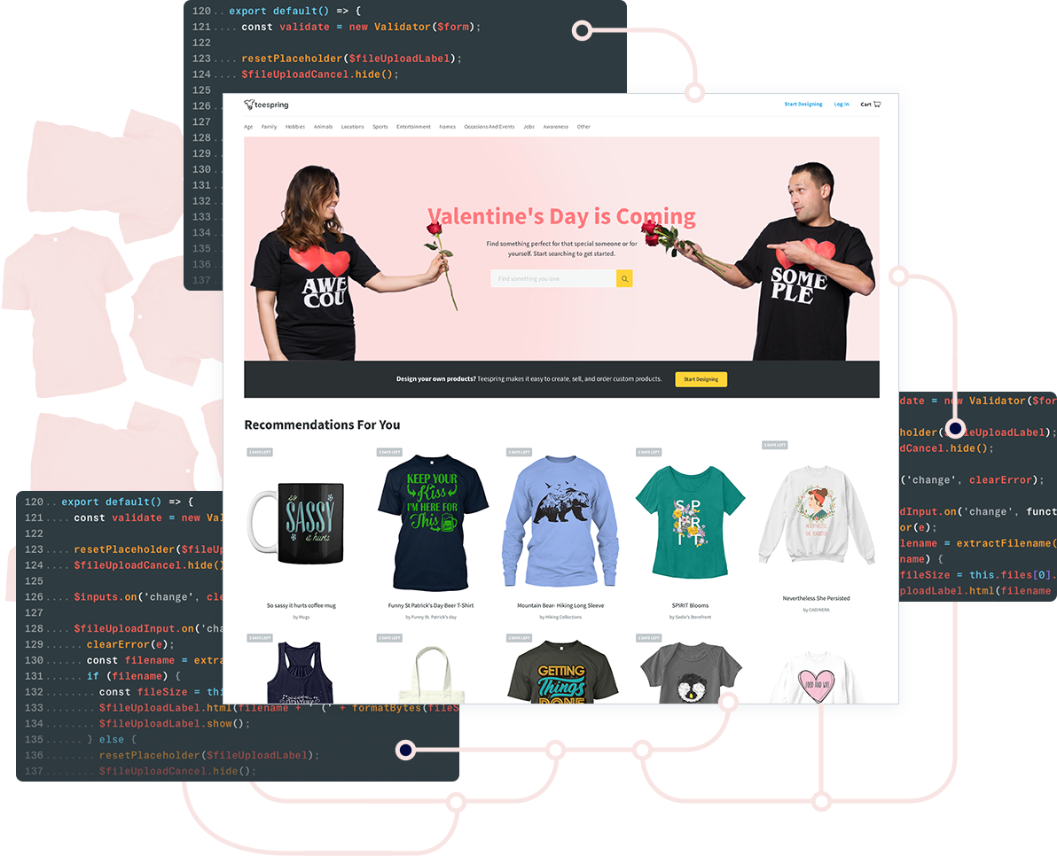 Web application design and coding for Teespring